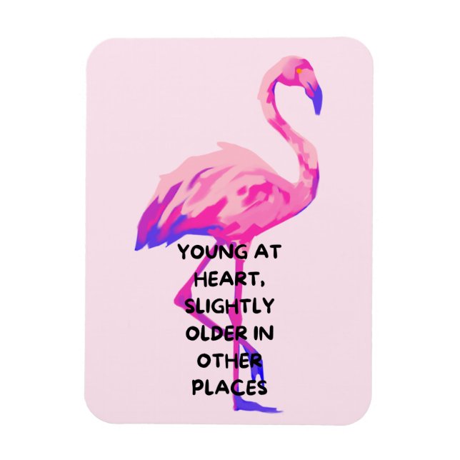 Flamingo Young at Heart-nyj som säger citat Magnet (Vertikal)