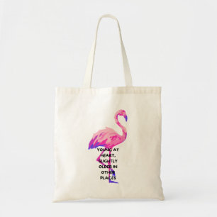 Flamingo Young at Heart-nyj som säger citat Tygkasse