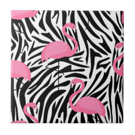 Flamingo Zebra tryck, sommar Kakelplatta