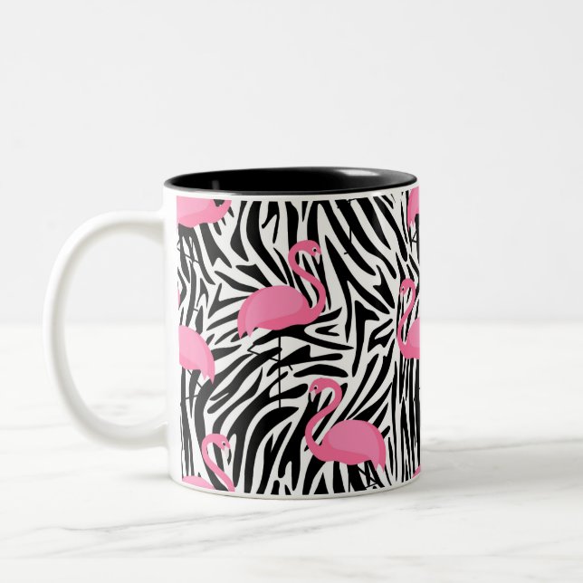 Flamingo Zebra tryck, sommar Två-Tonad Mugg (Vänster)