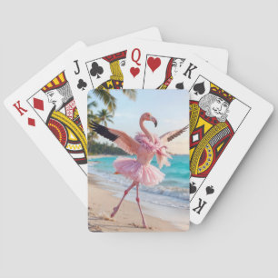 Flamingoballerina i rosa tutu på stranden casinokort
