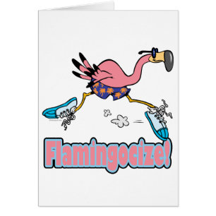 flamingocifiera joggande flamingo-tecknad hälsningskort