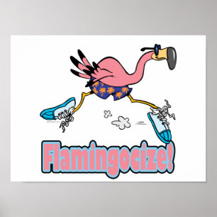 flamingocifiera joggande flamingo-tecknad poster
