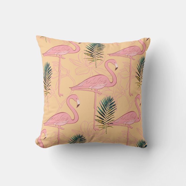 Flamingodesign i Golden Gult & Teal Löv Kudde (Framsida)