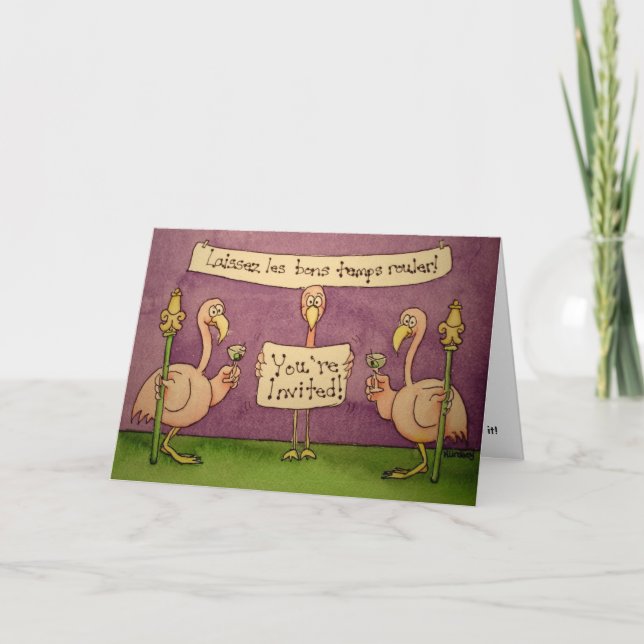 Flamingoen fodrar inbjudaninbjudankortet Mardi Inbjudan (Framsida)