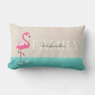 Flamingoen för familjMonogramdekorativ kudde