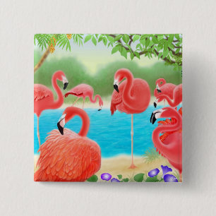 Flamingoen klämmer fast knapp