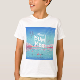 Flamingoen magi reser, den tropiska havsstranden, t shirt