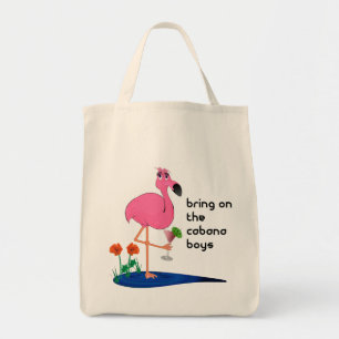 Flamingoen på semestertoto eller stranden hänger tygkasse