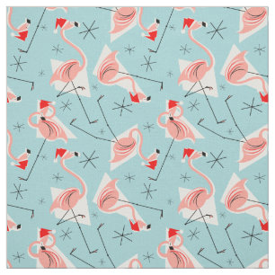 Flamingoen Santas slösar mång- litet mönstertyg Tyg