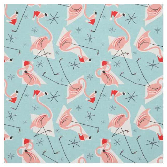 Flamingoen Santas slösar mång- litet mönstertyg Tyg (Provkarta)