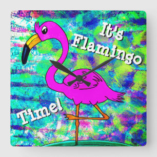 Flamingoen som väggen tar tid på den, är fyrkantig klocka