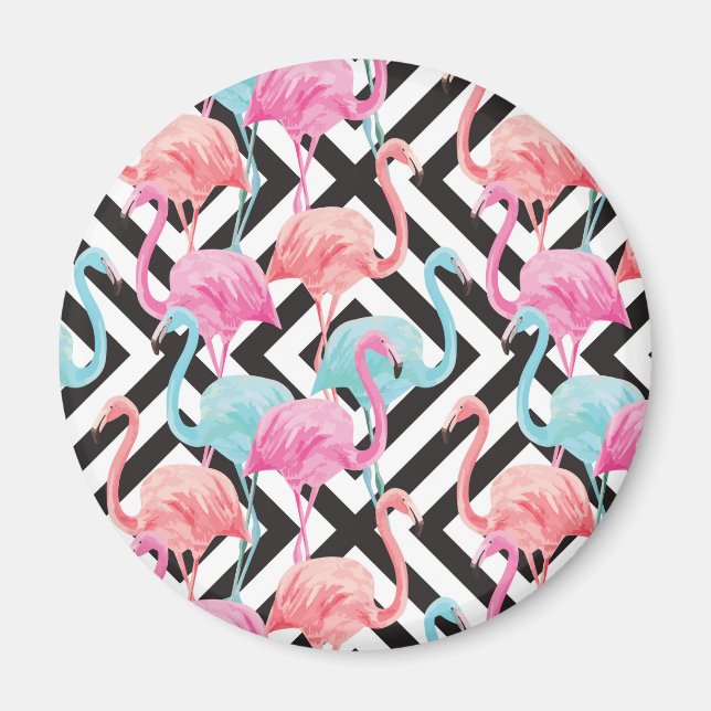 Flamingoer på Mönster i fetstil Magnet (Framsidan)