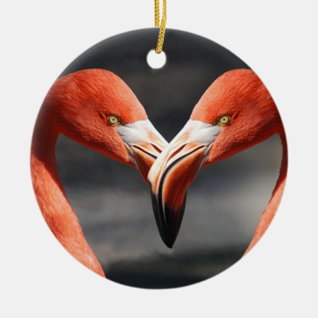 Flamingoes i Kärlek Julgransprydnad Keramik (Framsidan)