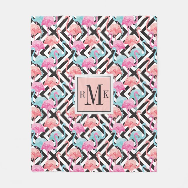 Flamingoes på djärvt designmönster fleecefilt (Framsidan)