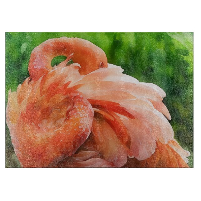 Flamingofågel Konst Glas Skärbräda (Framsidan)