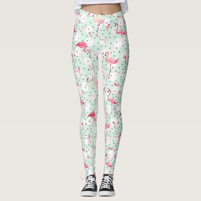 Flamingofågel med fjädrar leggings (Framsida)