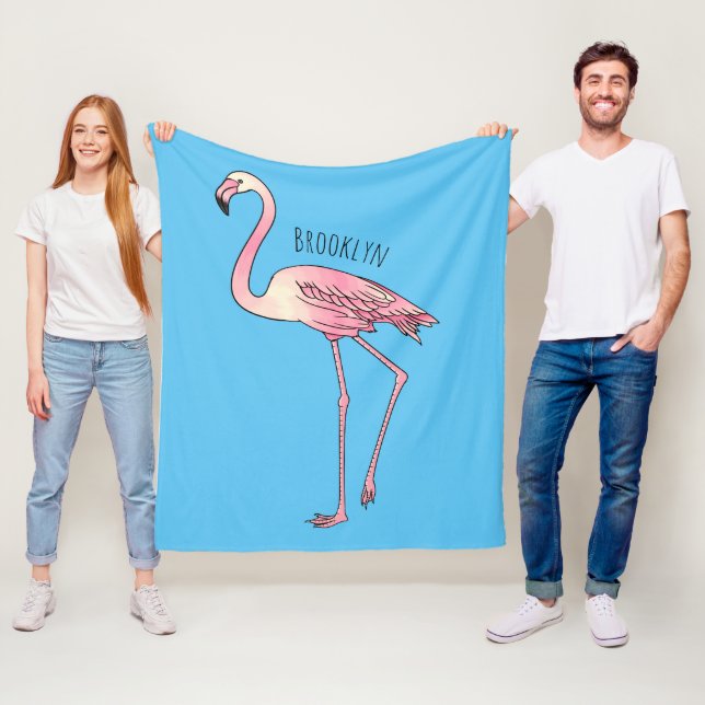 Flamingofågel tecknad illustration fleecefilt (På plats)