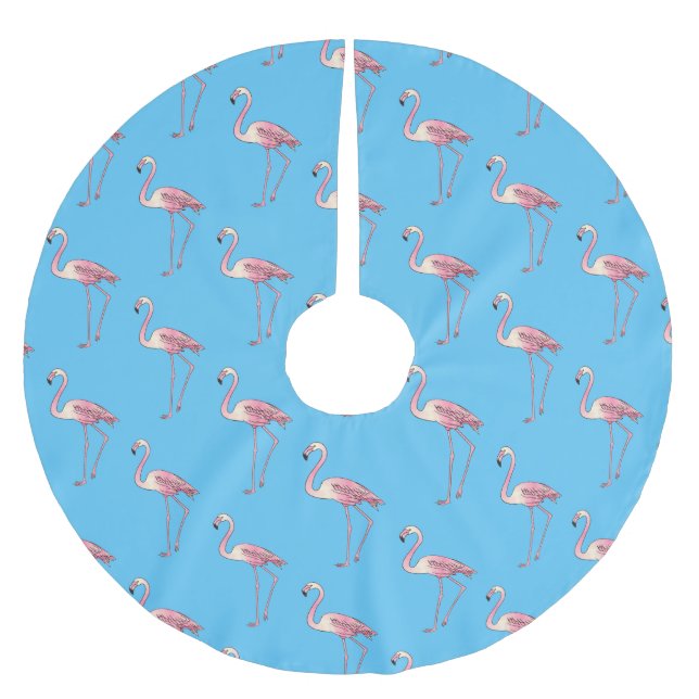 Flamingofågel tecknad illustration  julgransmatta borstad polyester (Framsidan)