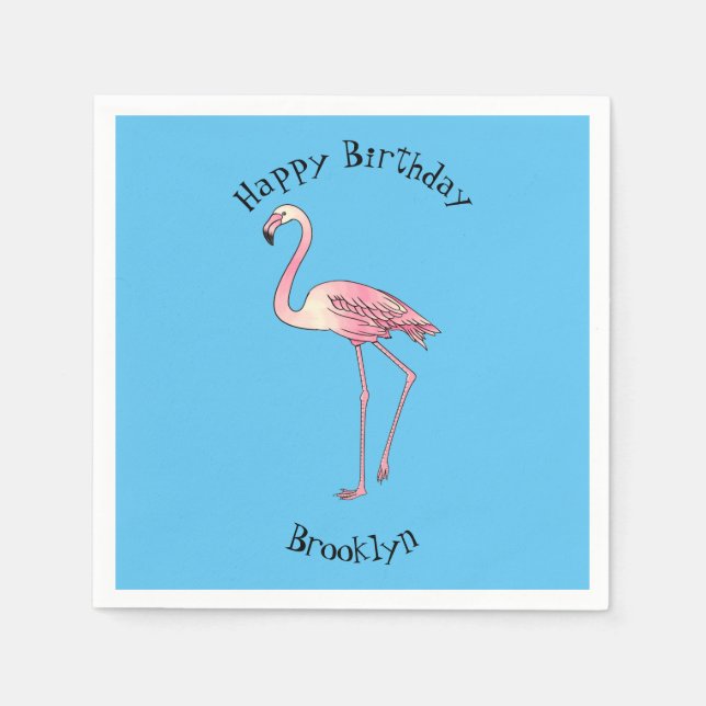 Flamingofågel tecknad illustration pappersservett (Framsidan)