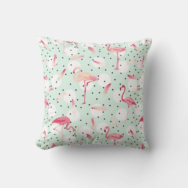Flamingofågeln med fjädrar | tillfogar ditt kudde (Framsida)