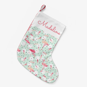 Flamingofågeln med fjädrar   tillfogar ditt namn liten julstrumpa