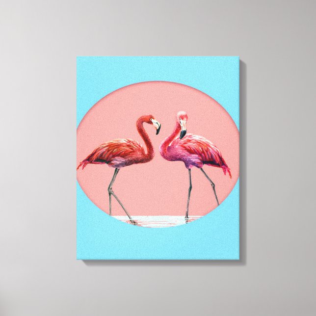 Flamingofåglar i Vatten | Gift med Flamingo Älskar Canvastryck (Framsida)