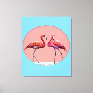 Flamingofåglar i Vatten Gift med Flamingo Älskar Canvastryck