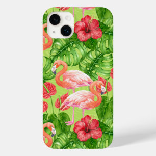 Flamingofåglar och tropiska växter