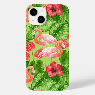 Flamingofåglar och tropiska växter