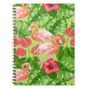 Flamingofåglar och tropiska växter anteckningsbok