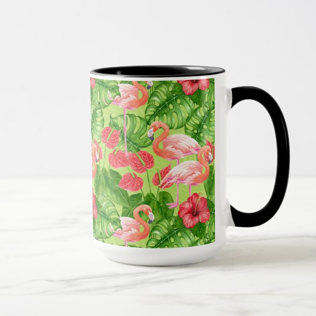 Flamingofåglar och tropiska växter mugg (Höger)