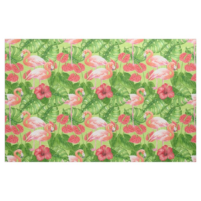 Flamingofåglar och tropiska växter tyg (Fat Quarter)