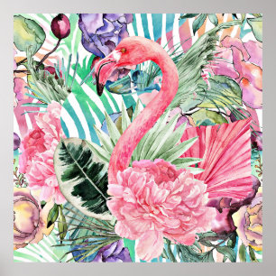 Flamingofärgad vattenfärg poster