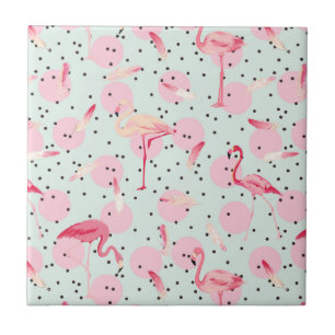 Flamingofjädrar på polka dots kakelplatta