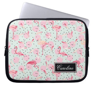 Flamingofjädrar på polka dots tillfogar ditt laptop sleeve