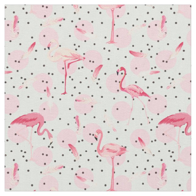 Flamingofjädrar på polka dots tyg (Närbild)