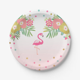 Flamingofödelsedagpapper pläterar tropiska Luau