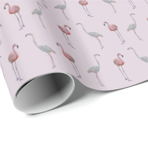 Flamingofrenesi som slår in papper (dammiga rosor presentpapper