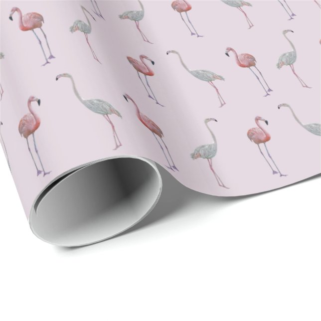 Flamingofrenesi som slår in papper (dammiga rosor) presentpapper (Rullad Hörn)