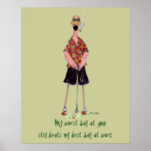 Flamingogolfareaffisch Poster