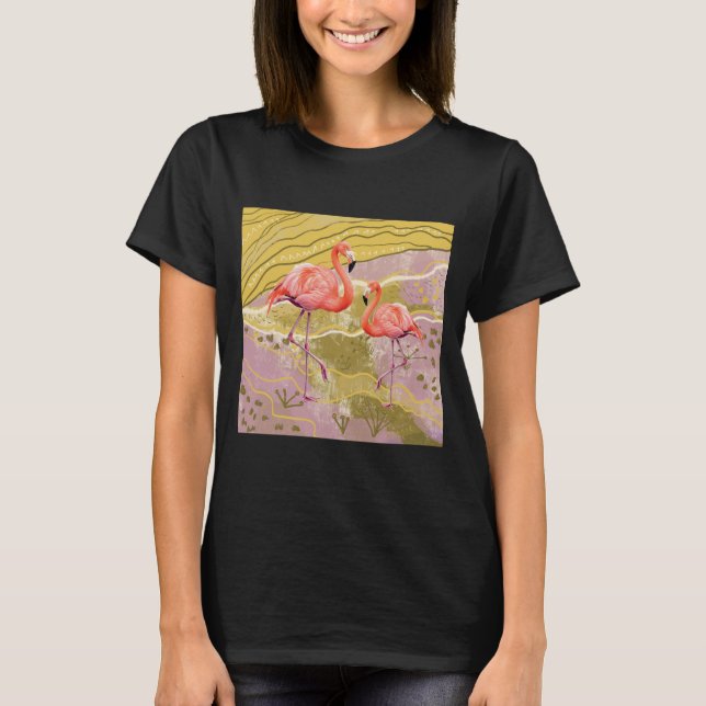Flamingografisk kvinnas t shirt (Framsida)