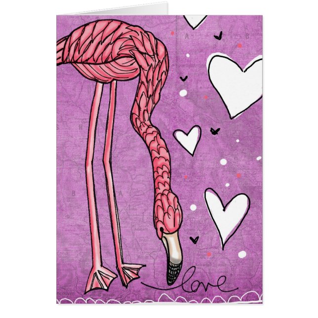 flamingokärlek hälsningskort (Framsidan)