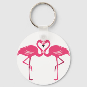 Flamingokärlek Nyckelring