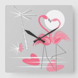 Flamingokärlek tar tid på kvadrerar fyrkantig klocka