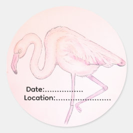 Flamingoklistermärke för fågelskådare runt klistermärke