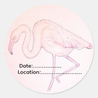 Flamingoklistermärke för fågelskådare runt klistermärke