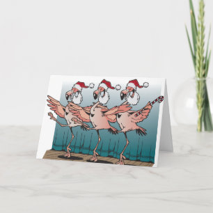 Flamingokör fodrar att ha på sig Santa hattar Helgkort