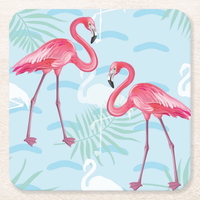 Flamingomönster 2 underlägg papper kvadrat (Framsidan)