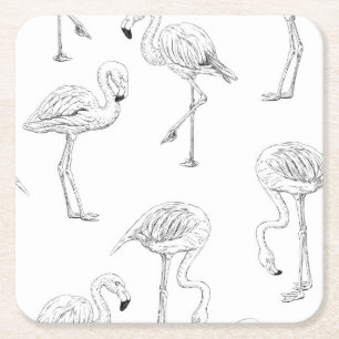 Flamingomönster Underlägg Papper Kvadrat